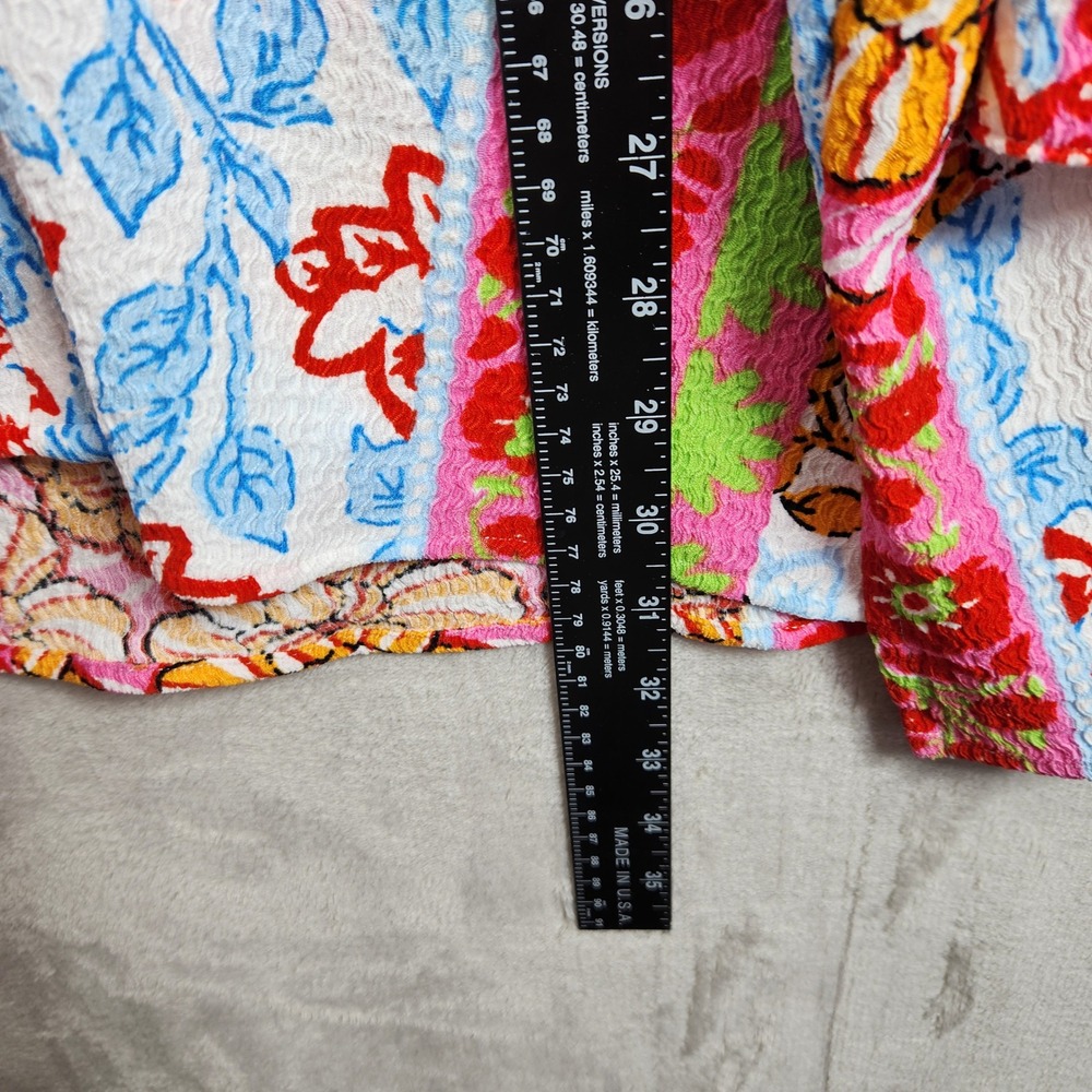 Vibrant Patchwork Floral Button-Front Blouse - Pink & Yellow - Picture 8 of 8